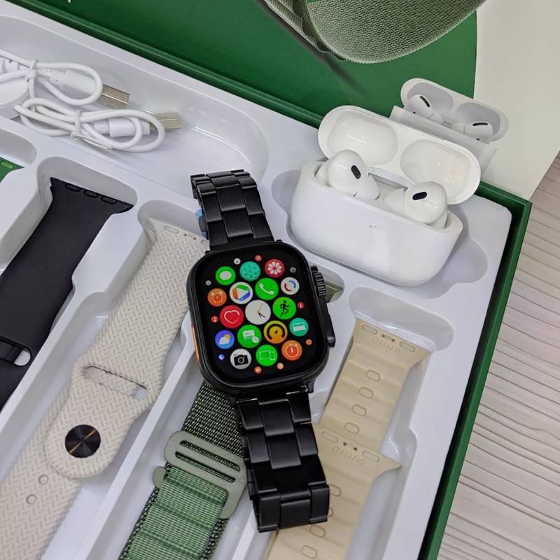 Smartwatch WS-80 ULTRA 2 – Kit com 7 Pulseiras + Fone de Ouvido Grátis | Tela AMOLED 49mm