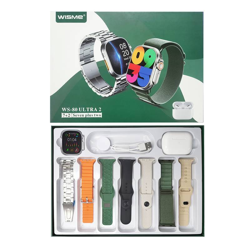 Smartwatch WS-80 ULTRA 2 – Kit com 7 Pulseiras + Fone de Ouvido Grátis | Tela AMOLED 49mm