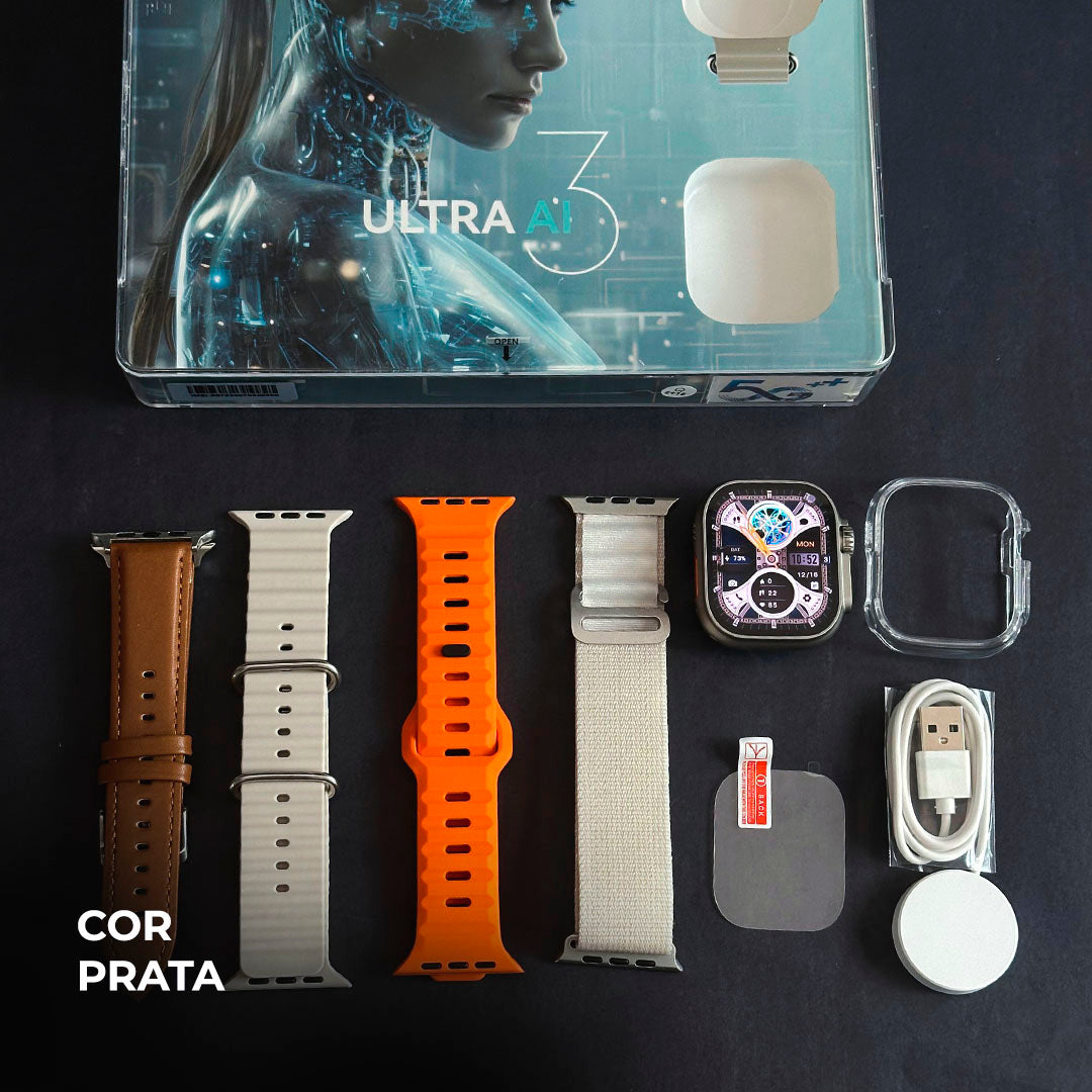 MICROWEAR ULTRA AI 3 | ANDROID 8.1| 4G/5G| 4 PULSEIRAS E CAPINHA DE ACRILICO