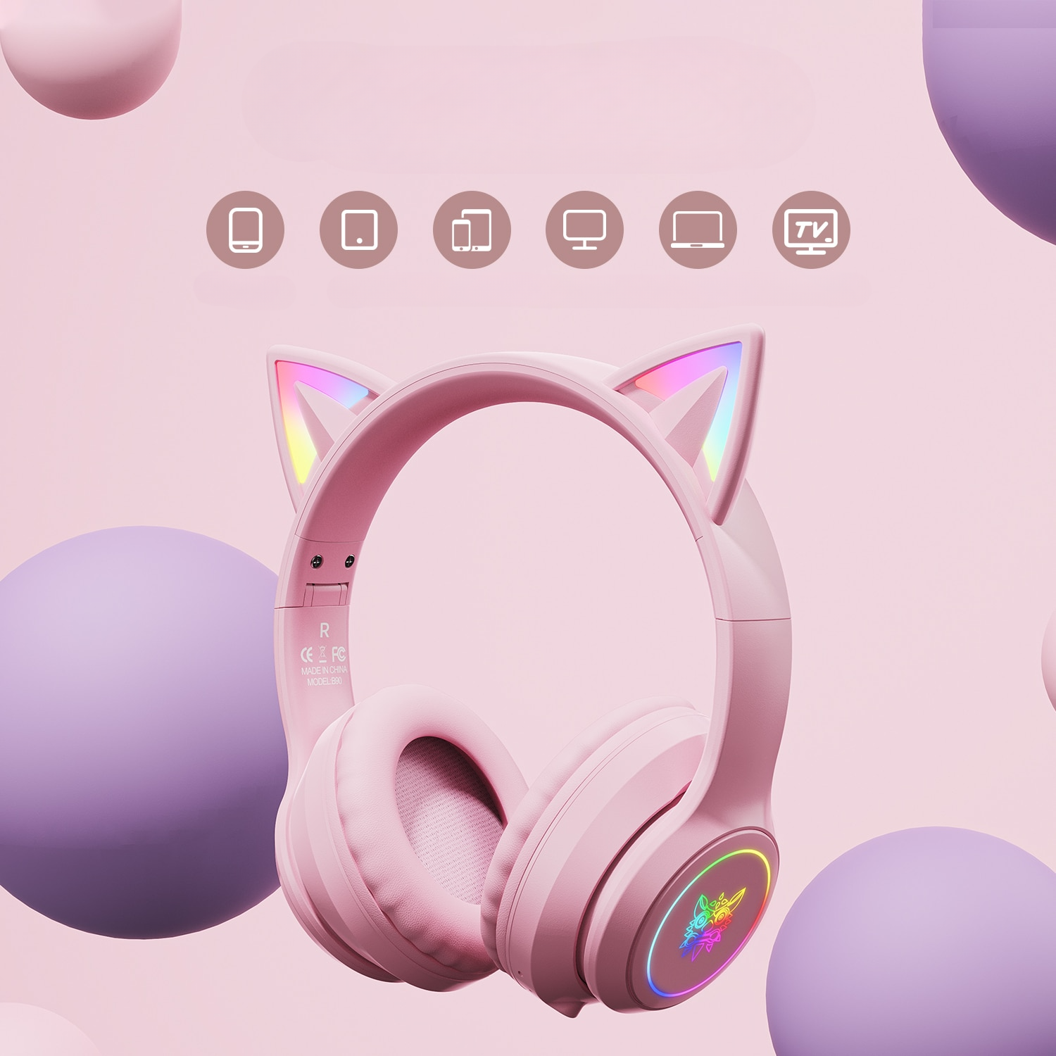 Fone de Ouvido Gatinha RGB B90 - Tiger Shopping Mundial
